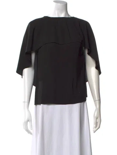 Pre-owned Escada V-neck Short Sleeve Top In Black