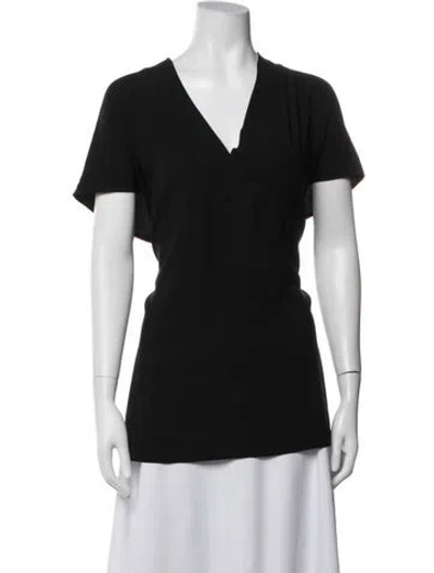 Pre-owned Escada V-neck Short Sleeve Top In Black