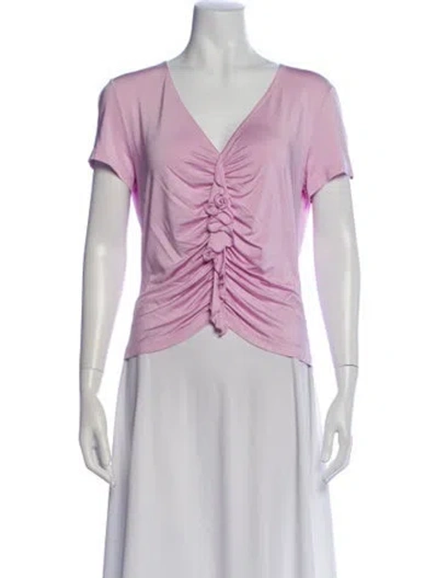 Pre-owned Escada V-neck Short Sleeve Top In Pink