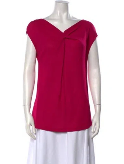 Pre-owned Escada V-neck Short Sleeve Top In Pink