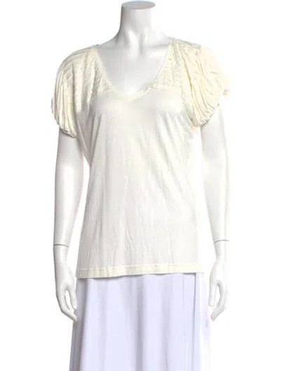 Pre-owned Escada V-neck Short Sleeve T-shirt In Neutral
