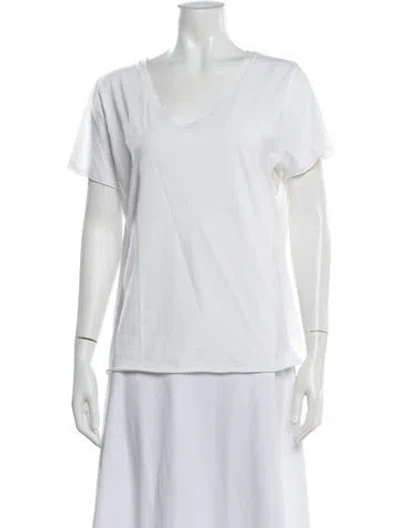Pre-owned Escada V-neck Short Sleeve T-shirt In White