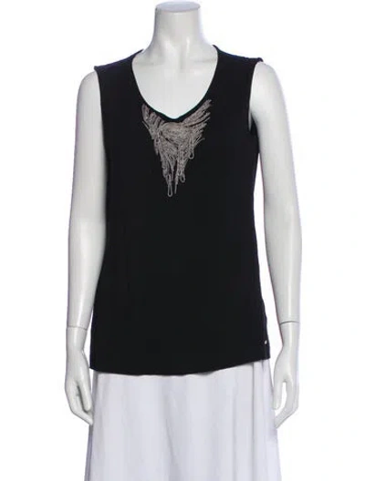 Pre-owned Escada V-neck Sleeveless Top In Blue