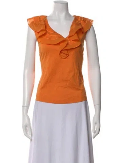 Pre-owned Escada V-neck Sleeveless Top In Orange