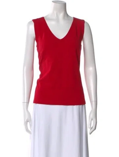 Pre-owned Escada V-neck Sleeveless Top In Red