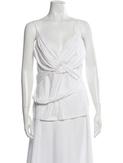 Pre-owned Escada V-neck Sleeveless Top In White
