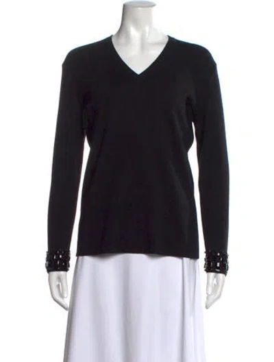 Pre-owned Escada V-neck Sweater In Black