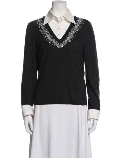 Pre-owned Escada V-neck Sweater In Blue