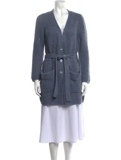 Pre-owned Escada V-neck Sweater In Blue