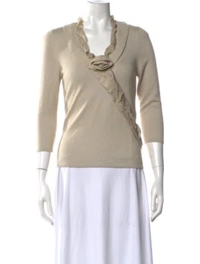 Pre-owned Escada V-neck Sweater In Neutral