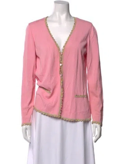 Pre-owned Escada V-neck Sweater In Pink