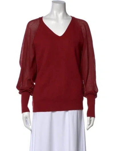 Pre-owned Escada V-neck Sweater In Red