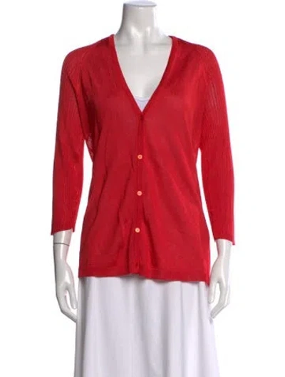 Pre-owned Escada V-neck Sweater In Red