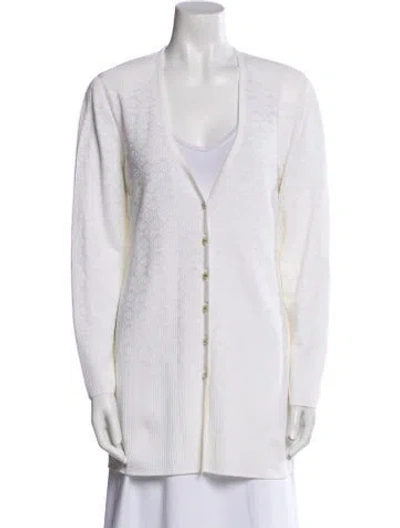 Pre-owned Escada V-neck Sweater In White