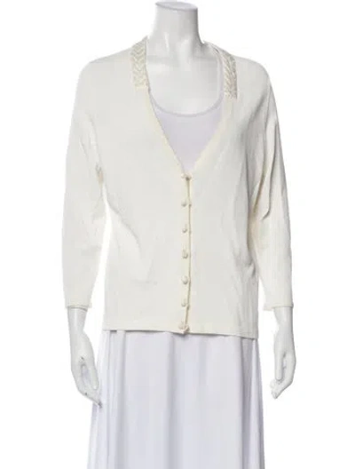 Pre-owned Escada V-neck Sweater In White