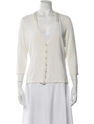 Pre-owned Escada V-neck Sweater In White
