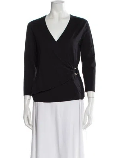 Pre-owned Escada V-neck Three-quarter Sleeve Top In Multi