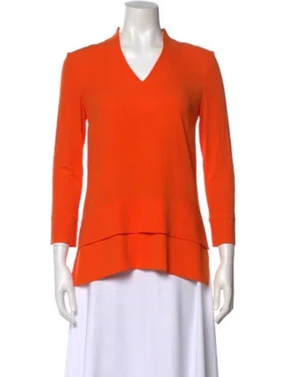 Pre-owned Escada V-neck Three-quarter Sleeve Top In Orange