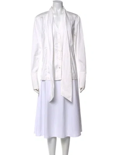 Pre-owned Escada V-neck Three-quarter Sleeve Tunic In White