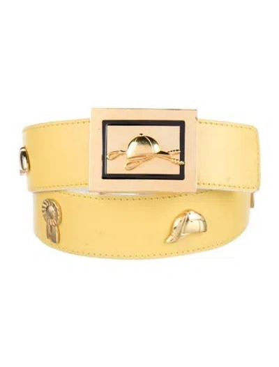 Pre-owned Escada Waist Belt Leather Waist Belt In Yellow