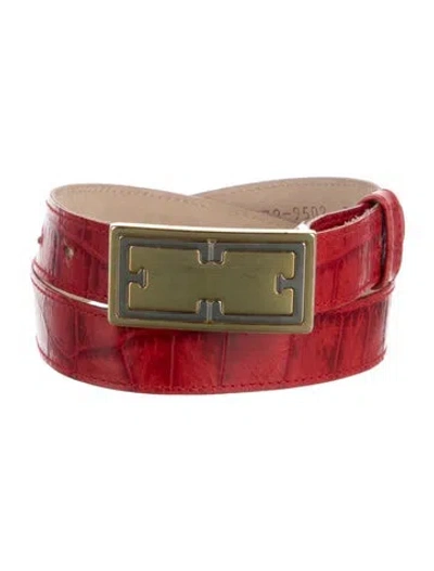 Pre-owned Escada Waist Belt Skinny Chain-link Belt In Red
