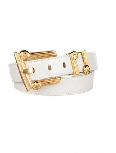 Pre-owned Escada Waist Belt Skinny Waist Belt In White