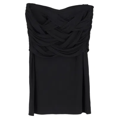 Escada Weave-effect Tube Top In Black Cotton