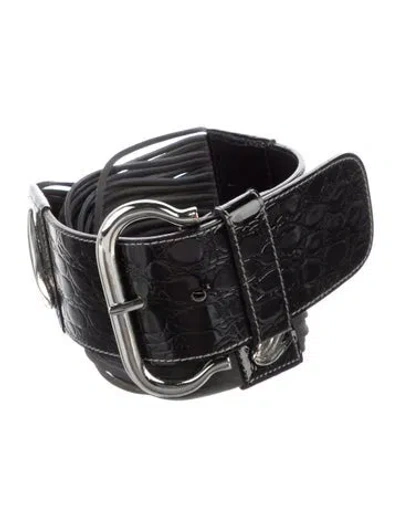 Pre-owned Escada Wide Leather Belt In Black
