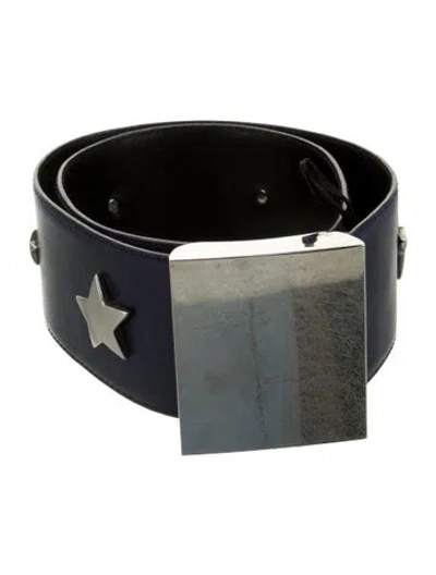 Pre-owned Escada Wide Leather Belt In Blue