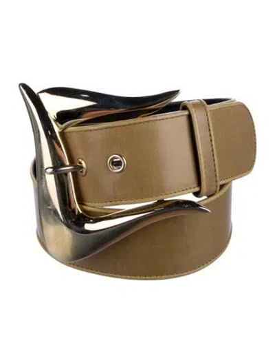 Pre-owned Escada Wide Leather Belt In Neutral