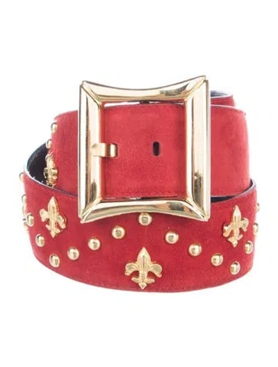 Pre-owned Escada Wide Leather Belt In Red
