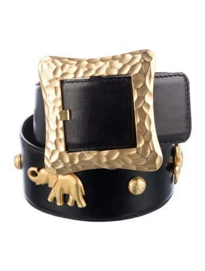 Pre-owned Escada Wide Leather Waist Belt In Black