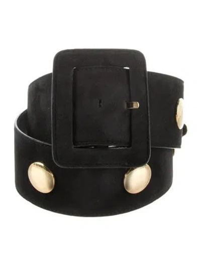 Pre-owned Escada Wide Leather Waist Belt In Black