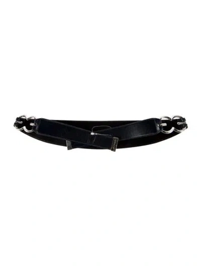 Pre-owned Escada Wide Leather Waist Belt In Black
