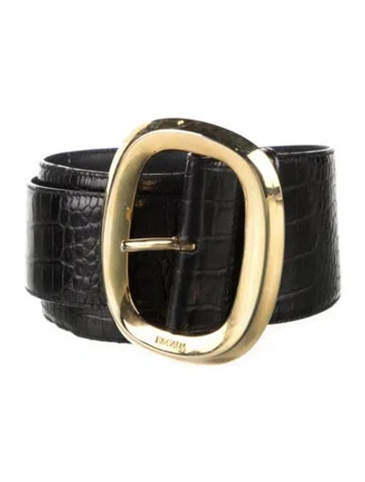 Pre-owned Escada Wide Leather Waist Belt In Black