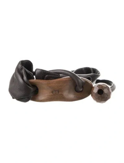 Pre-owned Escada Wide Leather Waist Belt In Brown