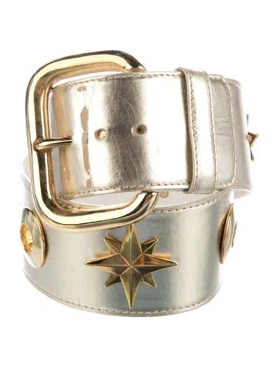 Pre-owned Escada Wide Leather Waist Belt In Gold
