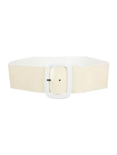 Pre-owned Escada Wide Leather Waist Belt In Neutrals/white