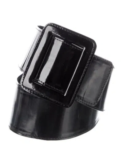 Pre-owned Escada Wide Patent Leather Waist Belt In Black