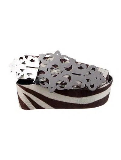 Pre-owned Escada Wide Ponyhair Waist Belt In Brown