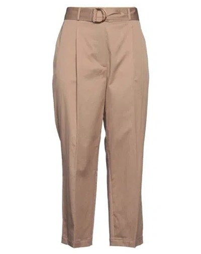 Escada Woman Pants Camel Size 14 Cotton, Elastane