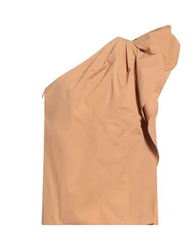 Escada Woman Top Camel Size 12 Cotton