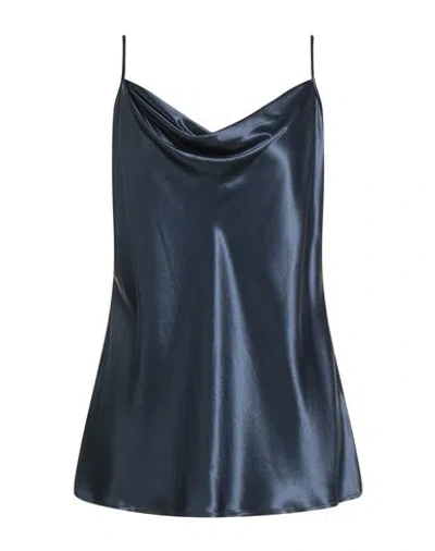 Escada Woman Top Navy Size 14 Viscose, Silk In Blue
