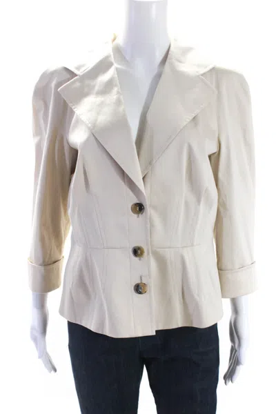 Escada Womens Button Down Belted Jacket Beige Cotton