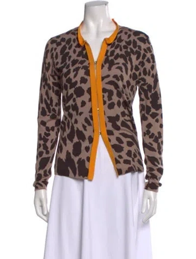 Pre-owned Escada Wool Animal Print Sweater In Brown