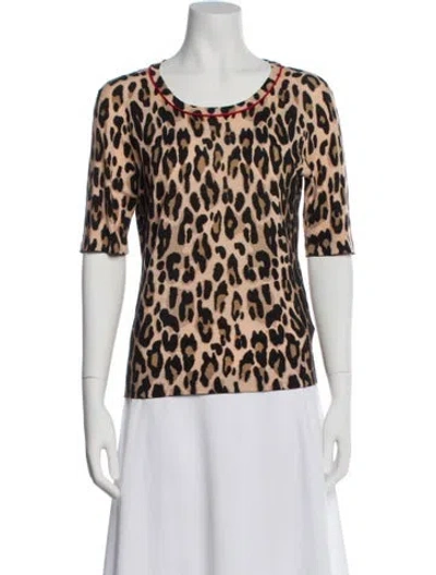 Pre-owned Escada Wool Animal Print Sweater In Neutral