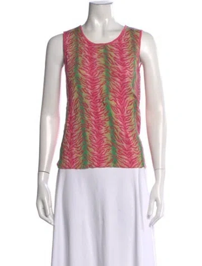 Pre-owned Escada Wool Animal Print Top In Pink