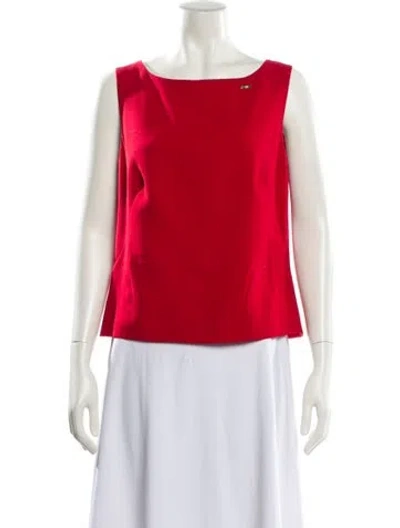 Pre-owned Escada Wool Bateau Neckline Blouse In Red