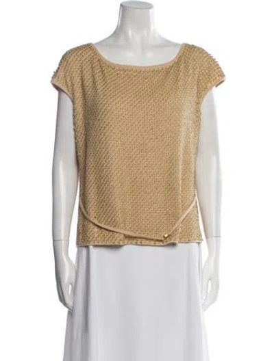 Pre-owned Escada Wool Bateau Neckline Top In Neutral