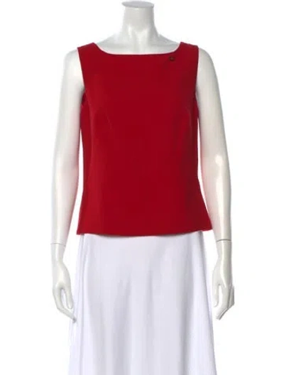 Pre-owned Escada Wool Bateau Neckline Top In Red
